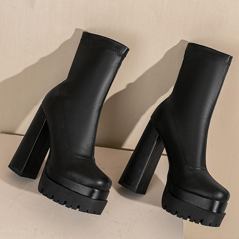 Sexy Platform Women's Ankle Boots Stripper Gothic High Heels Ankle Boot For Women Black White Party Fetish Shoes Large Size 45