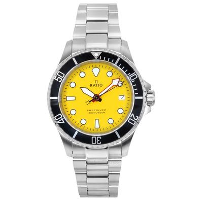 Pánské hodinky FreeDiver Sapphire Stainless Steel Žlutý ciferník Quartz RTF034 200M