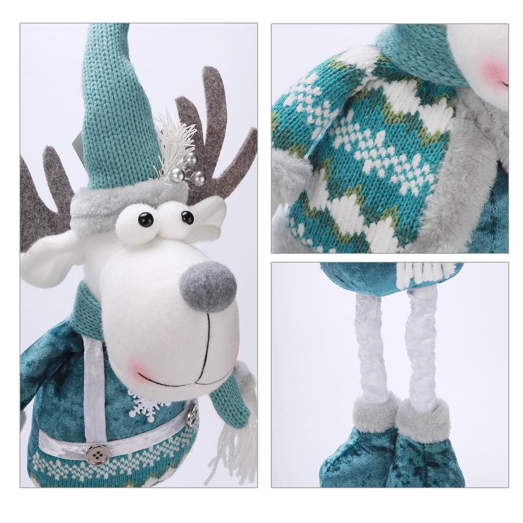 Telescopic Christmas Figurines: Santa, Snowman, Elk, and Blue Ornaments for Window Display