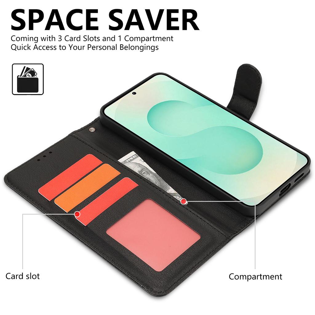 For Samsung Galaxy A36 5G Case RFID Blocking Flip Leather Phone Cover with Wrist Strap
