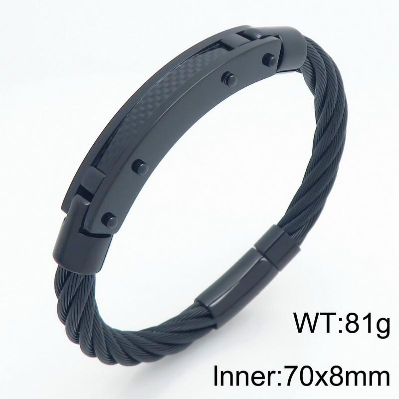 

2026 Personalized Carbon Fiber Curved Brand Bracelet, Retro Fashion Weiya Wire Steel Wire Men s Bracelet 21CM