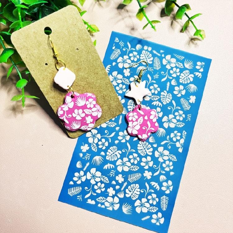 Screen Printing Template with Scraper Clay Earrings Decorative Screen Printing