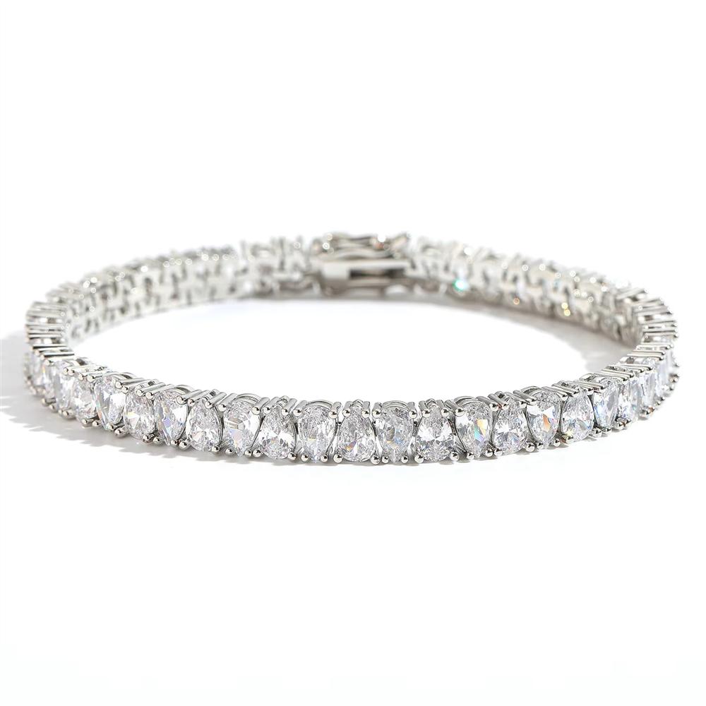 Cat Eye Oval Tennis Bracelet 6mm White Zircon Micro Pave Hip Hop Jewelry Mysterious Gaze Chain for Men Women