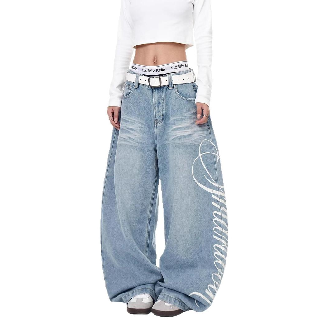 Retro High-Waist Slimming Side-Print Jeans for Women