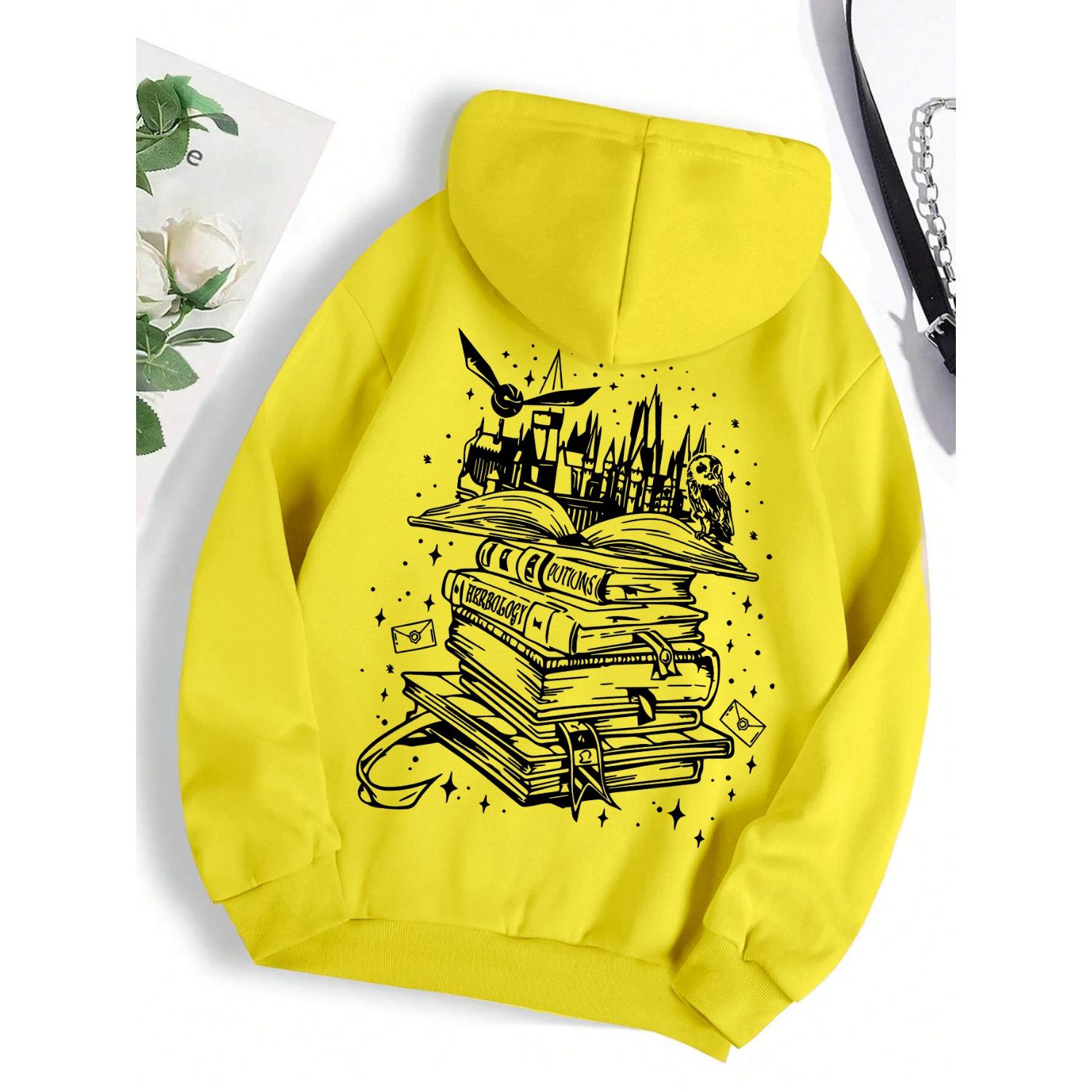 

A Funny Book Printed Sweatshirt Women Harajuku Casual Loose Hooded Fashion Soft Comfortable Hoodies Autumn Warm Female Clothes XL