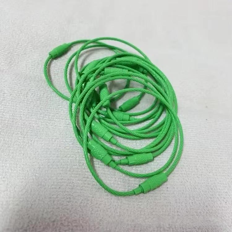 

10 шт. цветной окрашенный стальной провод брелок DIY брелок аксессуары круг веревка кабель петля походная багажная бирка винт замок гаджет 15 см