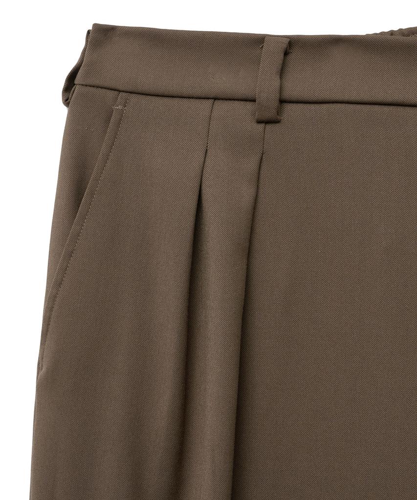 WEST GRAND BOULEVARD Wide Half-Banding Double-Pleat Slacks Brown
