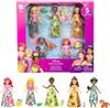 Mattel Amigas das Princesas Disney 5 bonecas pequenas articuláveis com saias ou calças removíveis e 5 amigas 5 inspiradas em Disney & figuras, filmes.