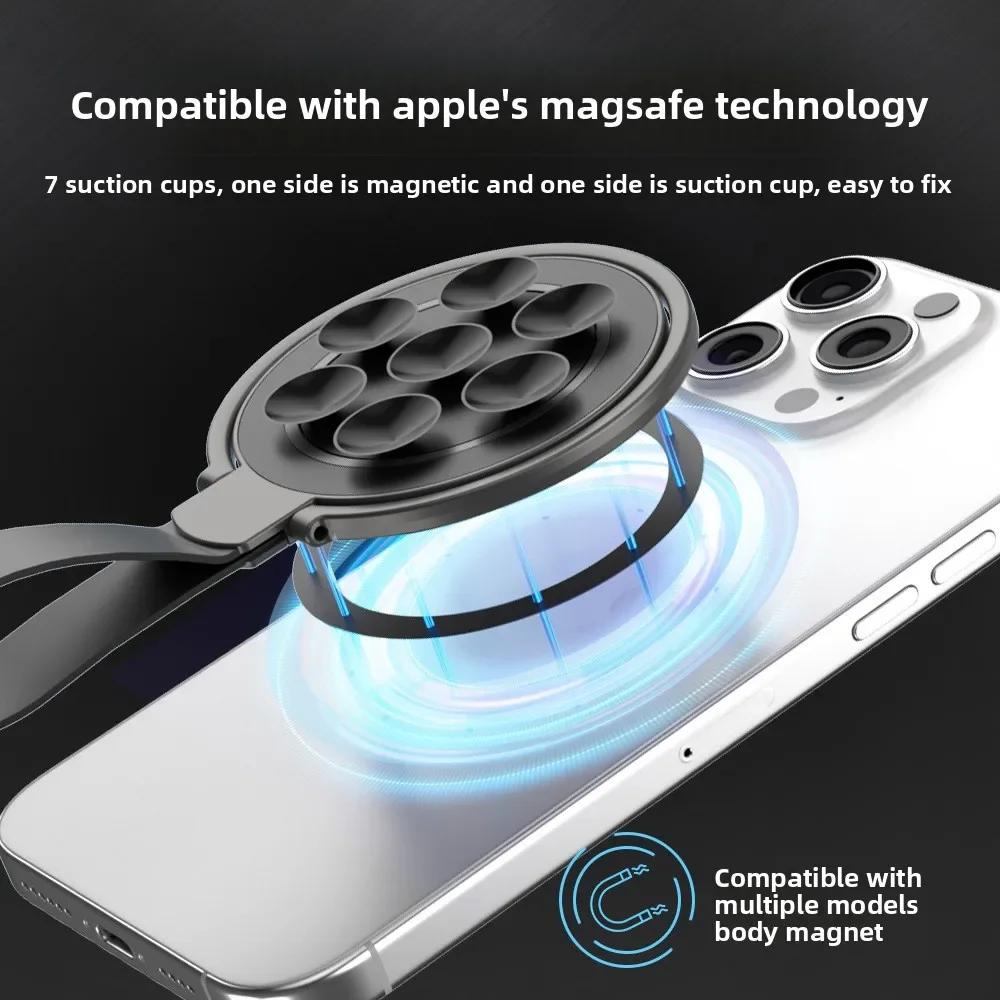 MagSafe Magnetic Ring Phone Stand | Silicone Suction Cup, Stable Hold | Universal for All Phones, Desktop/Car/ Glass/Kitchen Use