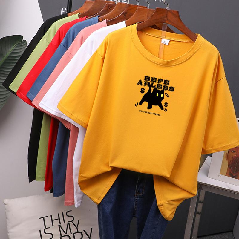 Cat Animal Pet Love Style Clothes Summer Female T-shirts Short Sleeve Ladies Print Fashion Women's Clothing Graphic Tee