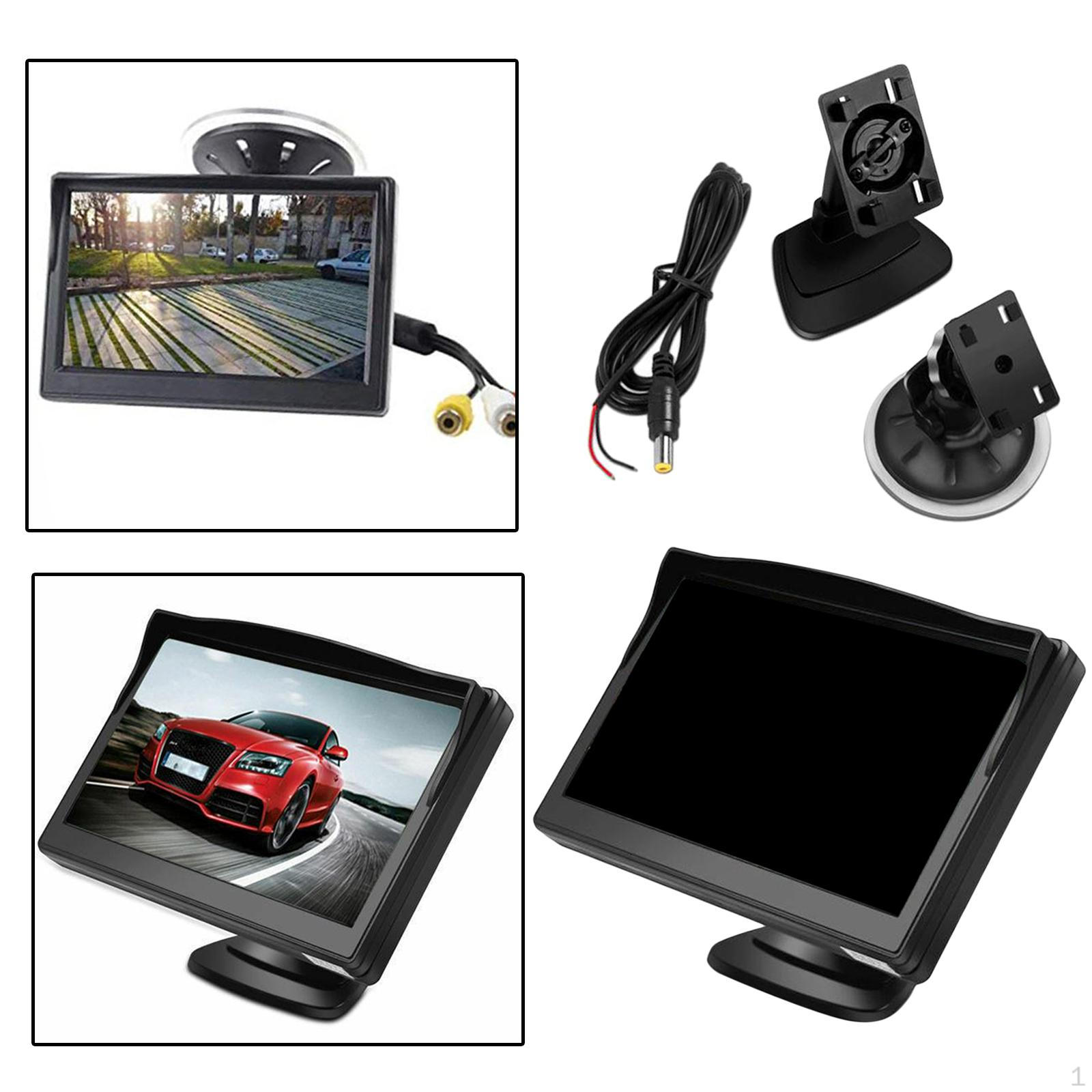 

5-дюймовый автомобильный монитор 12 24 В ЖК-экран с присоской и подставкой на приборную панель для камеры заднего вида Dashstand+SuctionCup