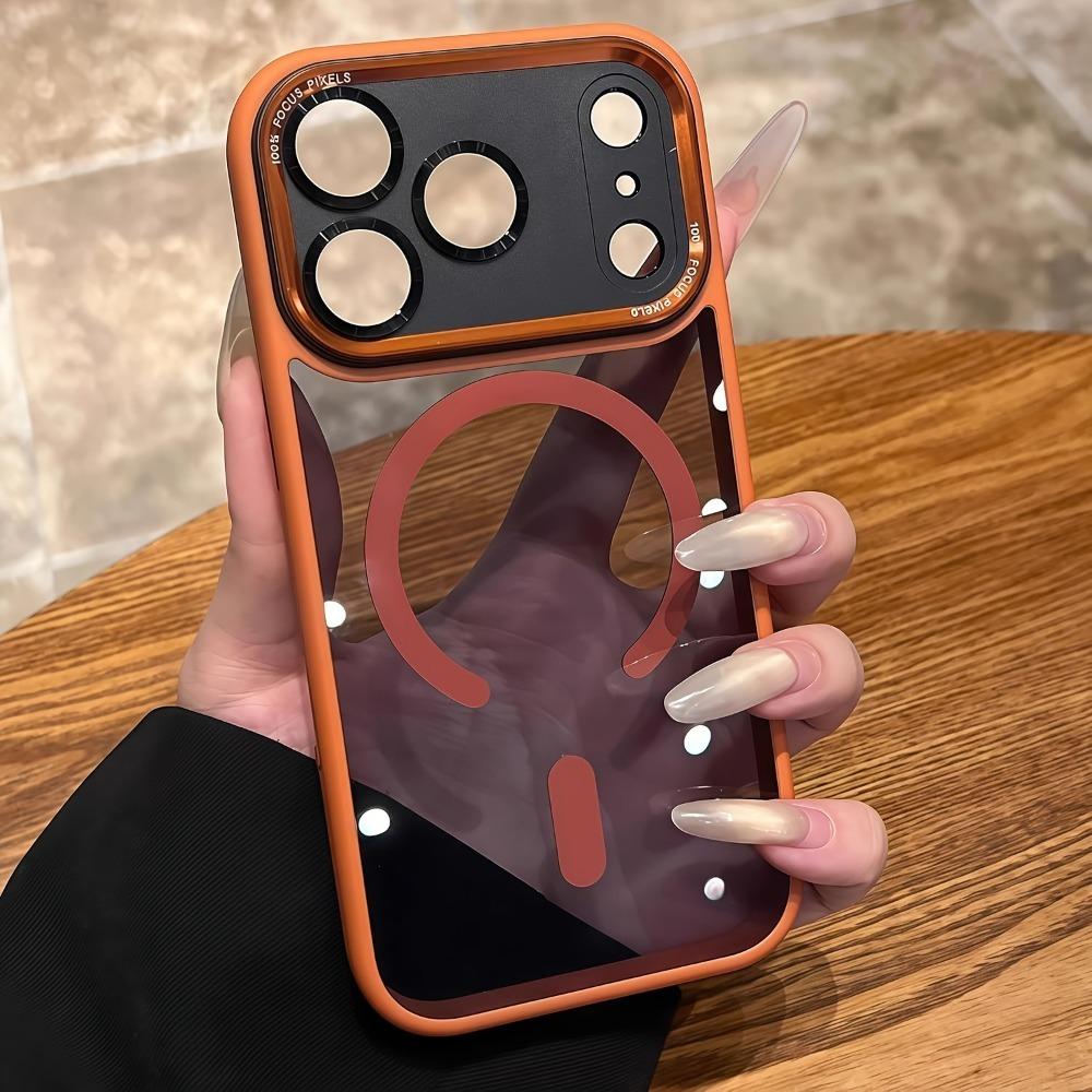 

Luxury Transparent Metal Camera Bumper Case For iPhone 17 16 15 14 Pro Max 17Pro For Magsafe Magnetic Shockproof Clear Cover iPhone 15 Pro Max