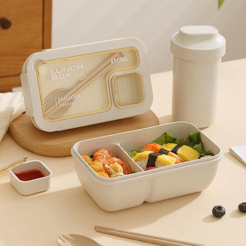 Bento Box Water Cup/soup Bowl with Grease Proofing Storage Bag Portable Lunch Box Set for School Students Office Workers Picnic