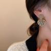 JMXD-Vintage Plaid Love Stud Earrings Girl Simple Temperament Plaid Earrings Houndstooth Heart Shape