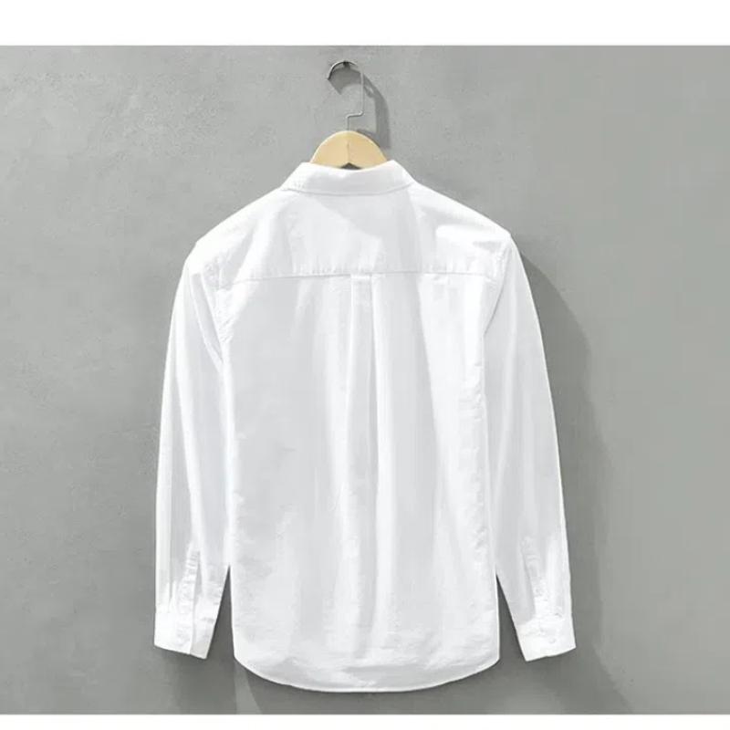 Korean Fashion Mens Long Sleeved Shirts Versatile Solid Color Classical Shirt 100cotton Men Clothing Casual Tops
