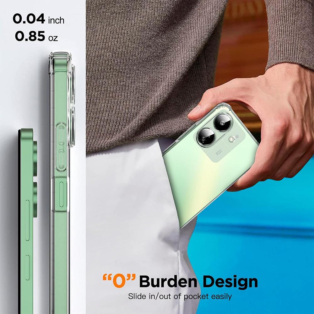 Capa de Silicone Transparente à Prova de Choque Para Xiaomi Redmi 13C 12C 13 4G 5G Macia Ultrafina Transparente TPU Macio Capa Traseira Fundas Capa