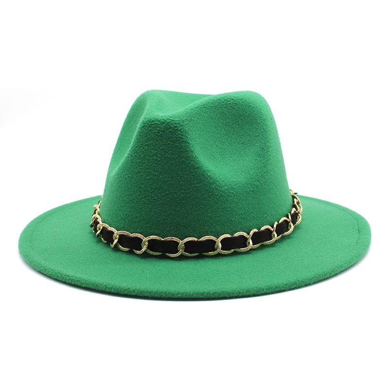 British Jazz Hat Men'S And Women'S Wool Hat Simple Felt Big Eave Hat Tide Flat Edge Hat