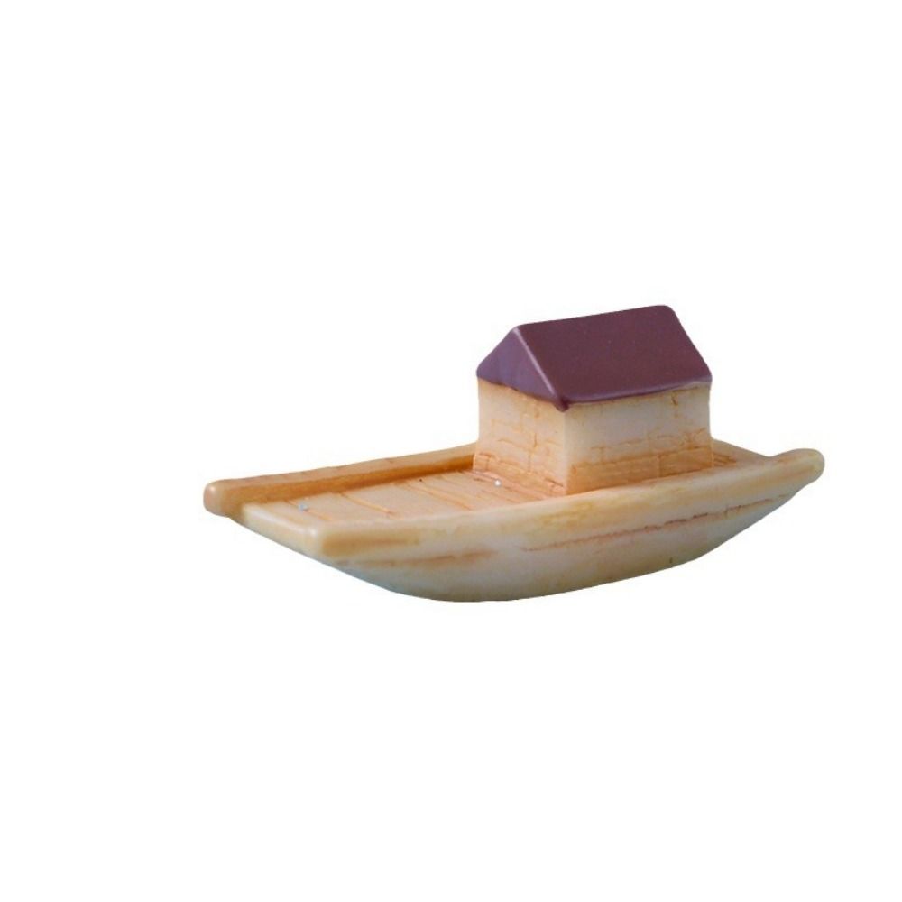 Resin Micro Landscape Boat Micro Landscape Bonsai Ornaments Resin Wooden Boat Decoration Dollhouse