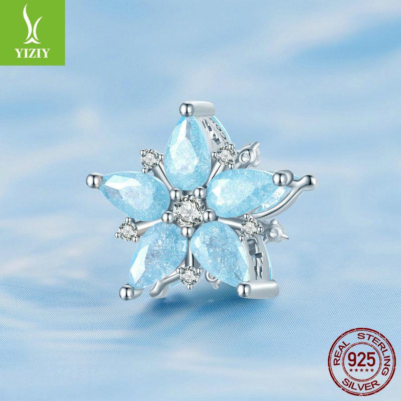 Christmas Snowflake 925 Silver Bracelet Beaded, Ice And Snow Winter Diy Bead Accessories Bsc719
