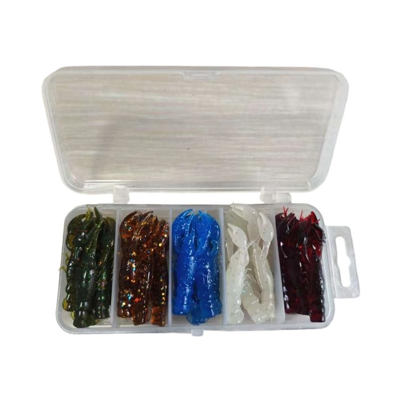 

25PCS Fishing Crawfish Lure Soft Shrimp Baits Lure Artificial Lure Swimbait Soft Plastic Lures for Freshwaters Saltwater 1
