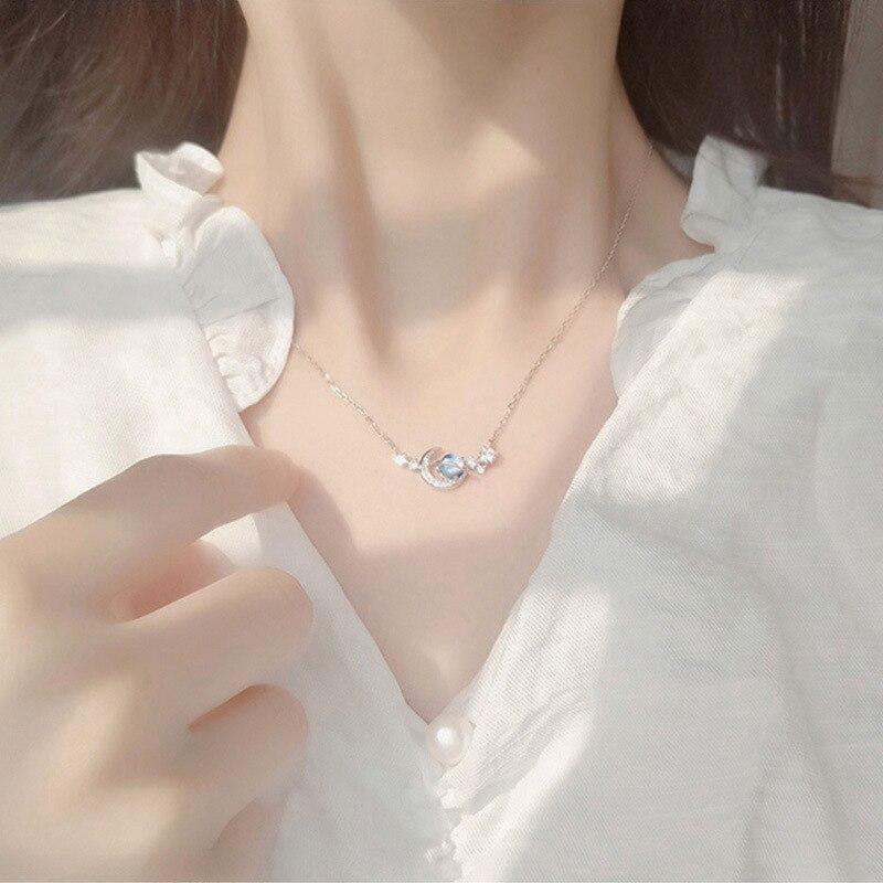 925 sterlingsølv planetstjerne sjarm halskjede kreativ elegant kragebenkjede festsmykker for kvinner jenter choker Dz603