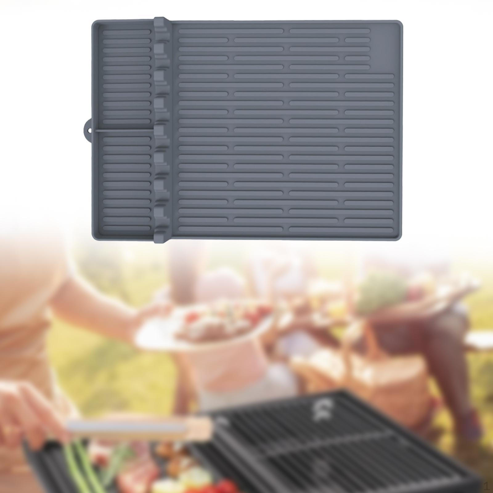 

BBQ Protection Pad Grill Utensil Holder Washable Anti Slip Heat Resistant Spatulas Mat сірий колір