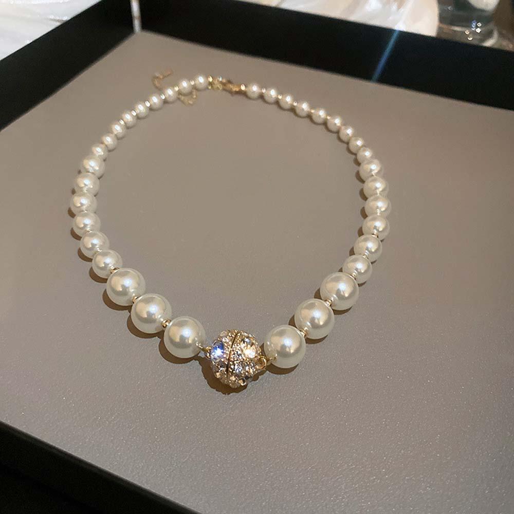 Imitation Gem Pearl Clavicle Chains Rhinestones Pearl Choker Pendant Pearl Jewelry Necklace  Bride