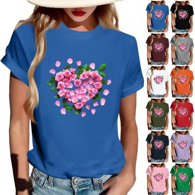 Damernas Mode Rundhalsad Casual Retrotryck Kortärmad T-shirt Topp