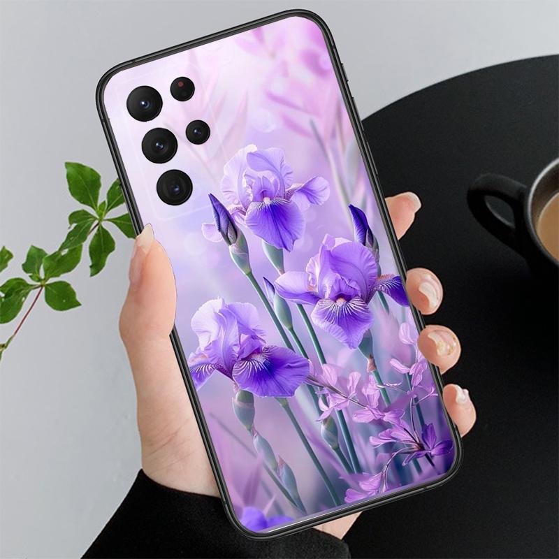 Purple Flower Rose Peony Cherry Phone Case For Samsung Galaxy S26 S25 S24 S23 S22 Ultra S23 S22 S25 Plus S24 FE S26Edge