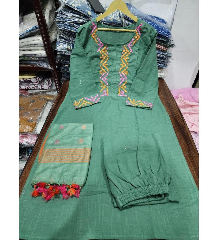 Indian Designer Party Wear Khadi Cotton Salwar Suit Women Bollywood Top Tunic Kurti Dress