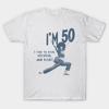 Herren Schwarzes T-Shirt mit Aufdruck I'M 50 Like To Kick No-Cut Transferpapier Druck Baumwoll-T-Shirt