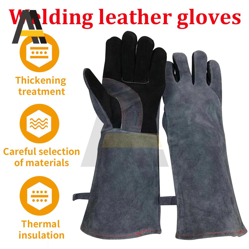 Heat Resistant Oven Gloves Mitts Baking BBQ Gloves For Grill Heat Insulation Leather Forging Double Layer Welding Gloves
