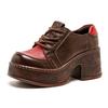GKTINOO 2025 Autumn New Lace Up Retro Genuine Leather Shoes Pumps Mixed Colors Thick Soled Comfortable Women's Platform Shoes