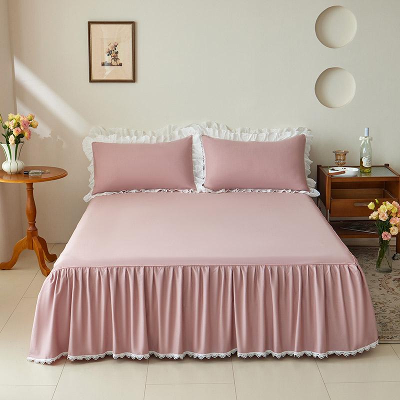 1ks Volán na postel 100% bavlna Přehoz na postel Krajkový styl Přehoz Jednobarevné Ložní prádlo Domácí Potah na matraci falda de cama (Žádný povlak na polštář)