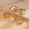 Multi-Piece Set of Metal Inlaid Jade Rings, European and American Light Luxury Fashion Photo Shoot Accessories, Trendy Items
