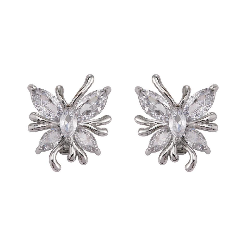 Earbuds FreeClip Borboleta Diamante Clipe de Orelha: Brinco Feminino Elegante, Luxuoso, de Alta Classe