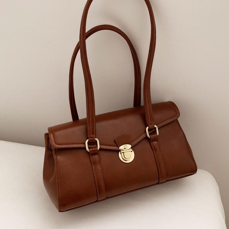 

Сумка с текстурой премиум-класса, осенне-зимняя женская сумка, универсальная сумка через плечо и подмышку, сумка-багет, темперамент 26*10*16 красный