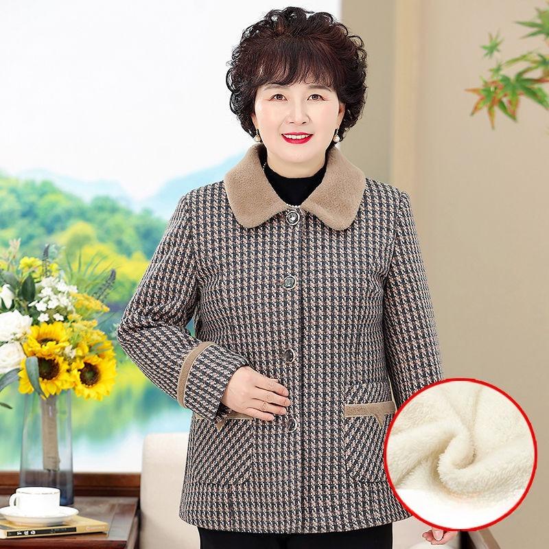 

Зимнее пальто для пожилых, Наряд бабушки, Короткое пальто из искусственного норкового бархата, Стиль матери, Новый стиль, Утепленное и бархатное для пожилых 5XL