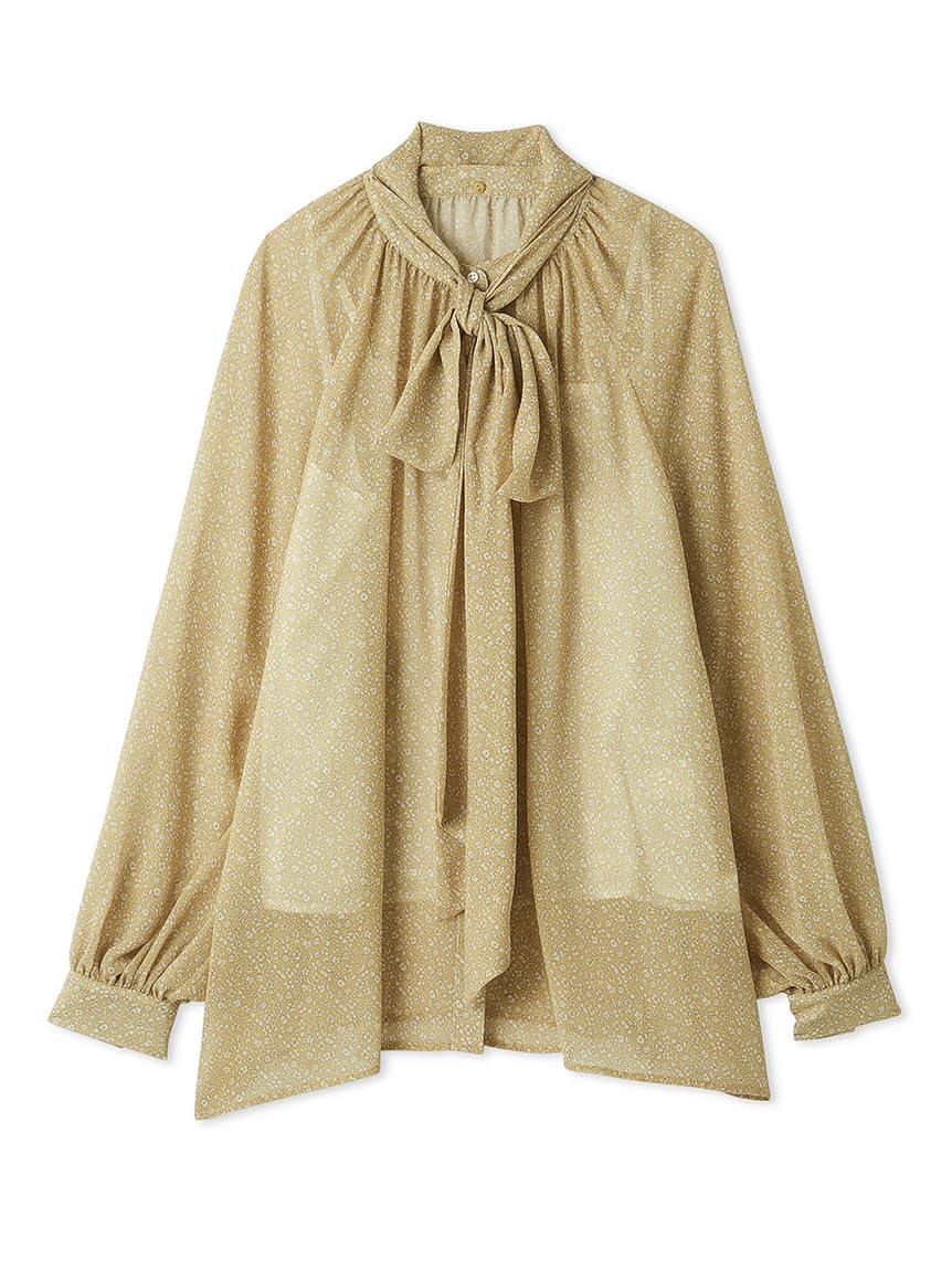 

Mira Owen Floral Sheer Bowtie YEL 2-Way Blouse, 09WFB251120, Women s,