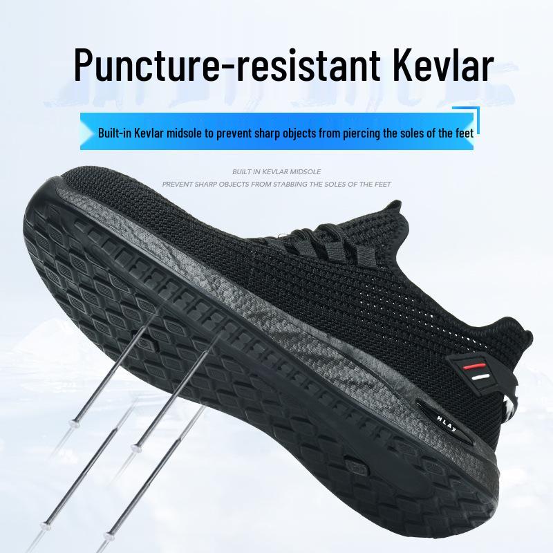 Stylowe oddychające buty bezpieczne, antyuderzeniowe i antyprzebiciowe, miękka podeszwa, izolowane 10kV, plastikowy nosek, odporne na ścieranie buty robocze