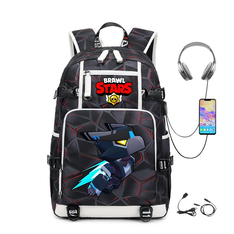 Brawl Stars Peripheral With Usb Backpack Student Outdoor Travel Large Capacity Mountaineering Bag