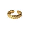 European & American Style Oblique Stripe Cable Knit Titanium Steel Open Finger Ring for Women.