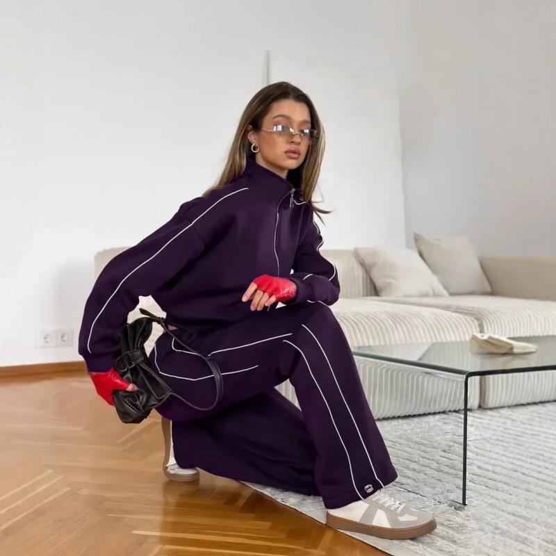 Independent Station New INS Fashion Casual Women's Line Long Sleeve Cardigan Loose Pants Suit