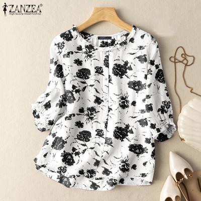 Camicetta stampata estiva casual da donna con maniche a 3/4