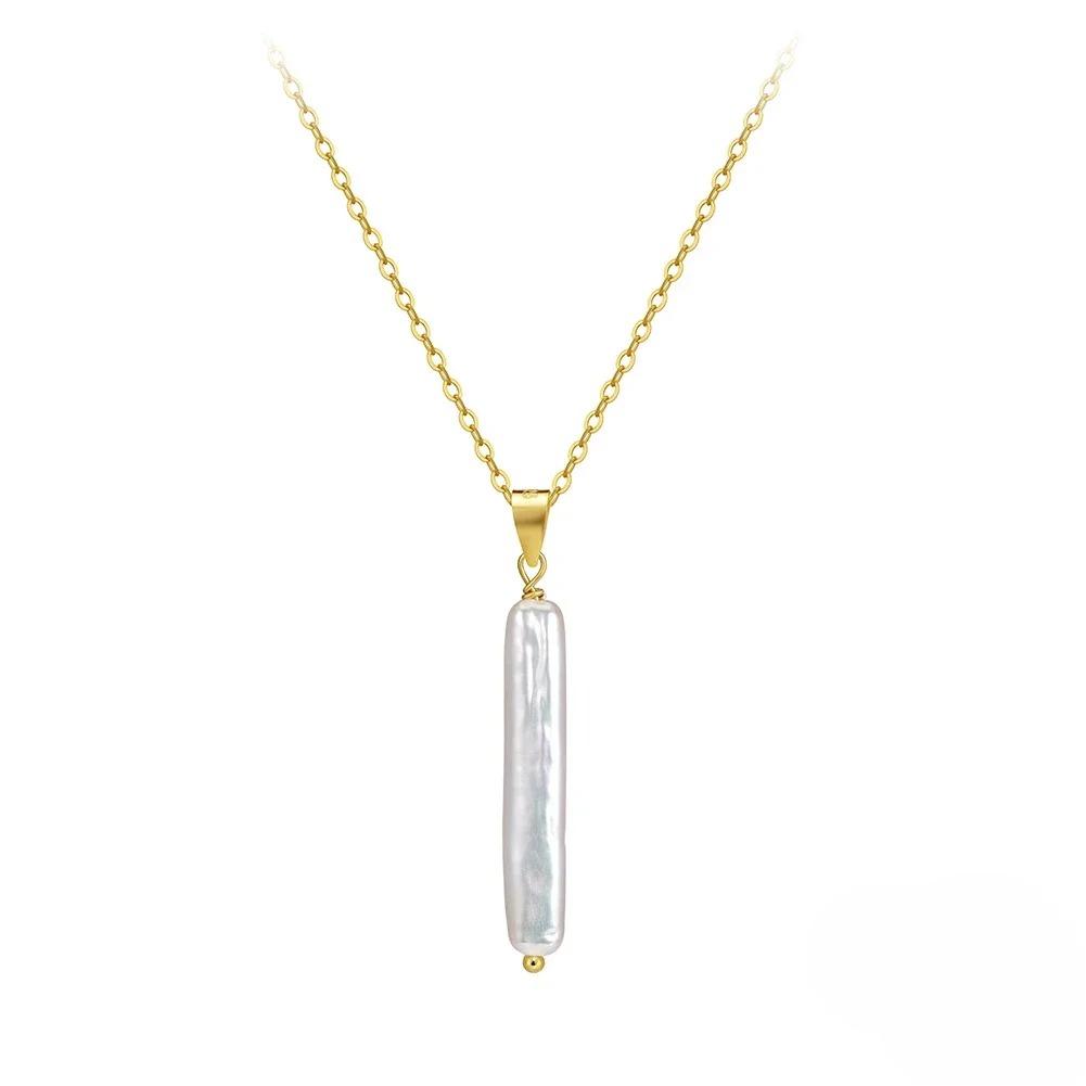 Silver Natural Baroque Pearls Pendant Necklace for Women Handmade Baroque Pearl Chokers Chain Jewelry 45cm