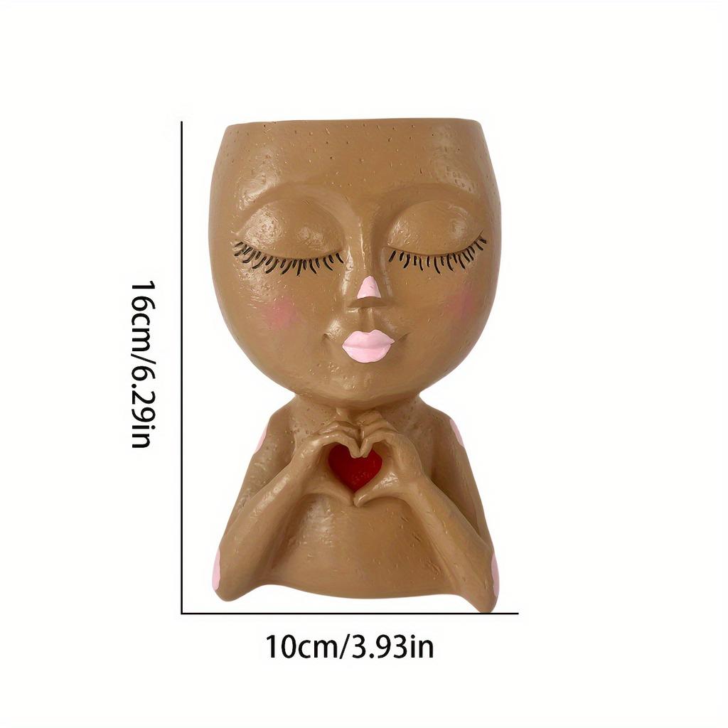 Creative Love Cartoon Character Flower Pot, Indoor and Outdoor Decorative Resin Statue Ornament, Small Succulent Plant Flower Pot