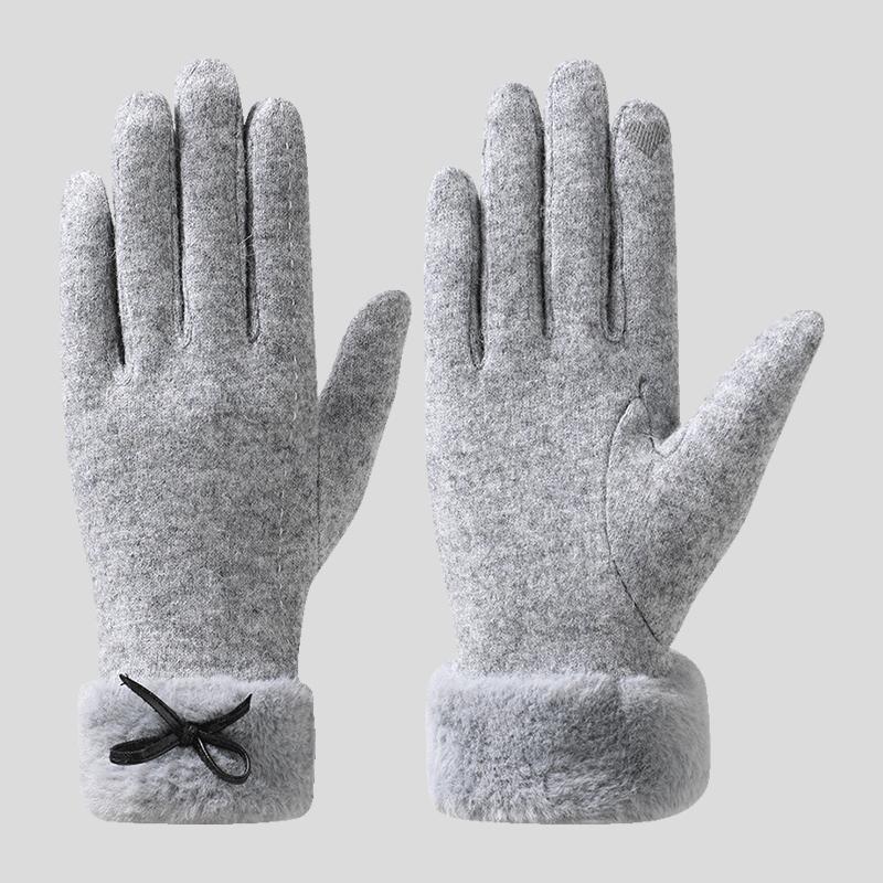 Women Fall Winter Windproof Touchscreen Thick Fleece Lining Daily Use Commuting Superior Warmth Cycling Gloves