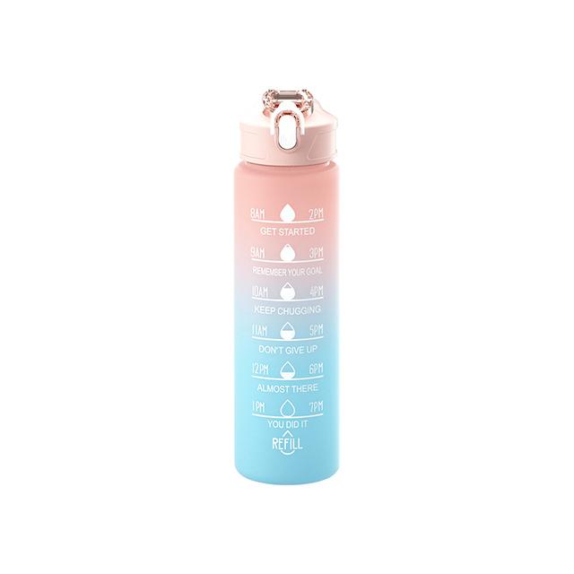 Large Capacity Sports Water Bottle With Straw Portable Handle Heat-resistant Outdoor Frosted Plastic Gradient Color Space Kettle