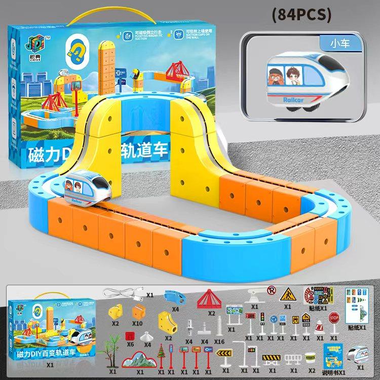 Non-Toxic Kids Magnetic Rail Car Cube Toy Diy Building Blocks Magical Track Train Gravity Maze Toy Educational Toy Christmas Birthday Gift