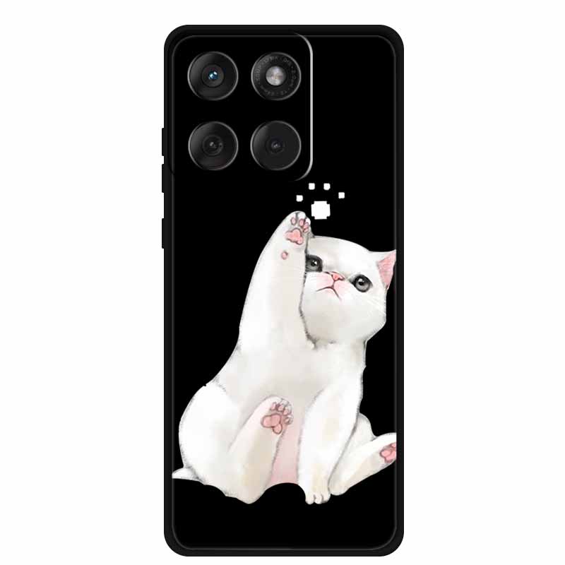 For Motorola G67 Power 5G 2025 Case Shockproof Soft Black Silicone Cute Cat Coque For Moto G67 Power Case 6.7" Cartoon Bumper